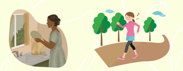 Walking and morning routine