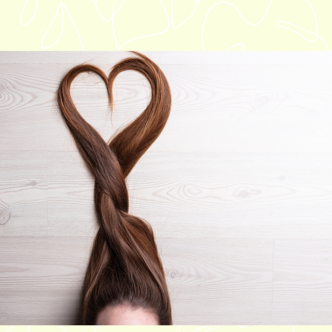 Hair shaped into a heart for healthy hair article