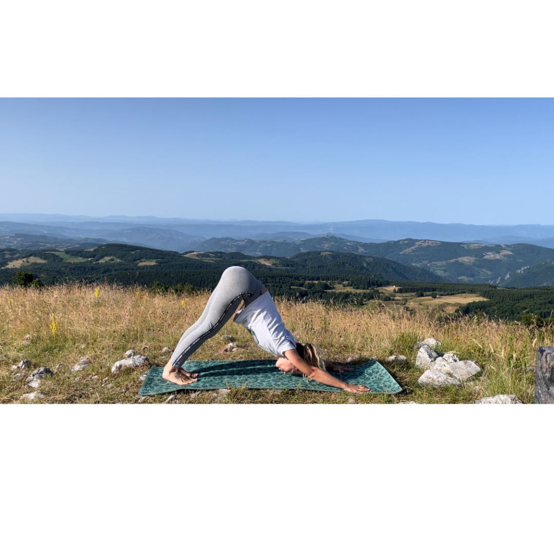 Yoga practice outdoors on the mat