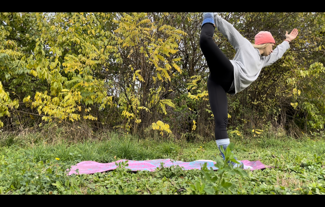 Dancer pose in autumn