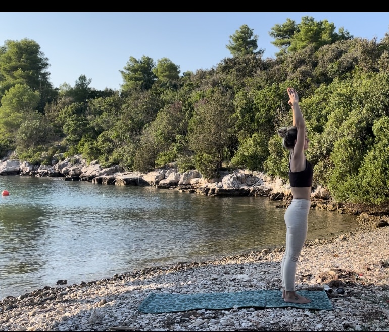 Mountain pose in a cove
