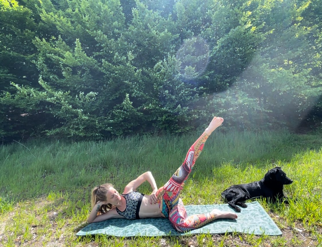 Relaxing on the grass with dog