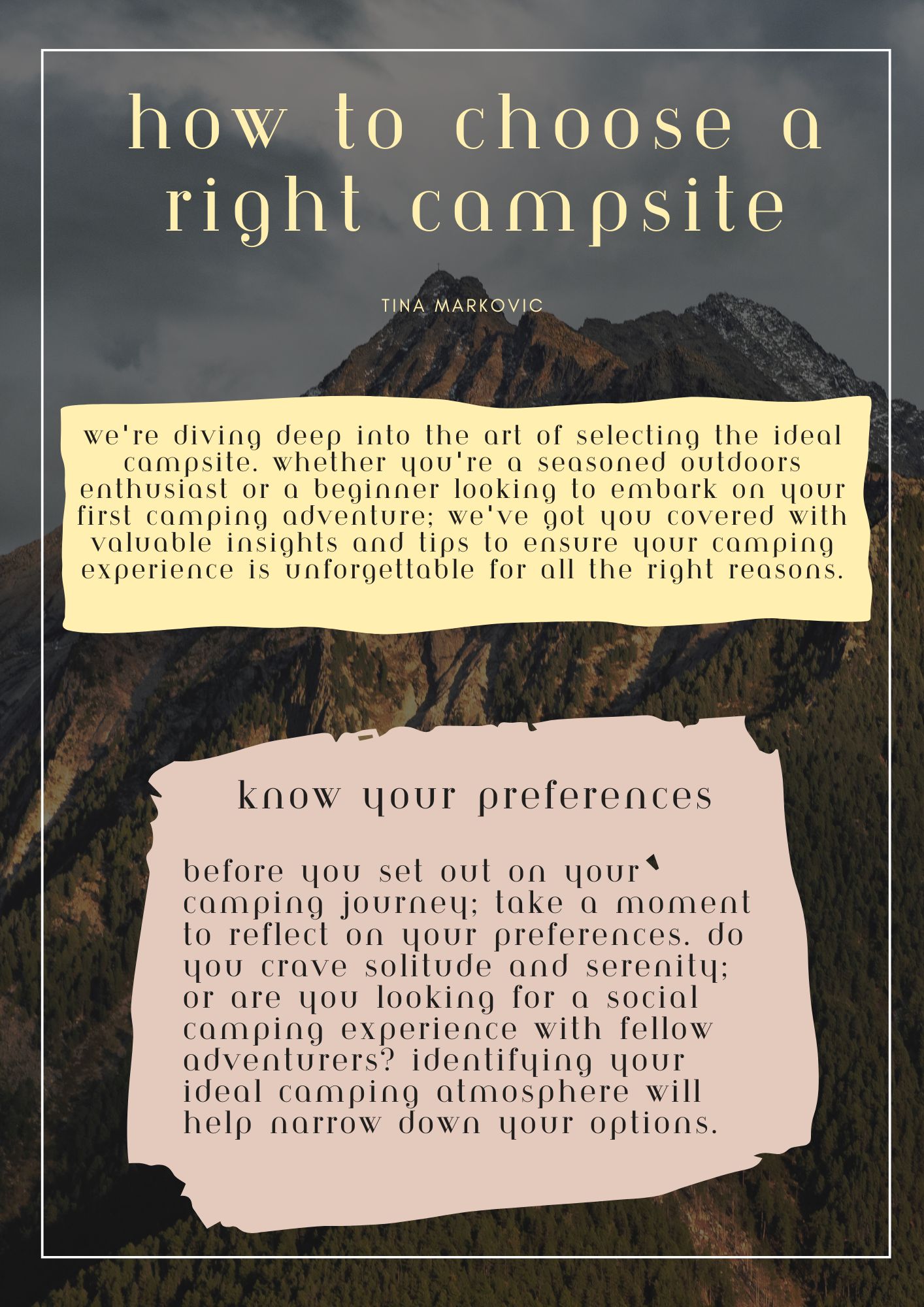 How to choose a right campsite